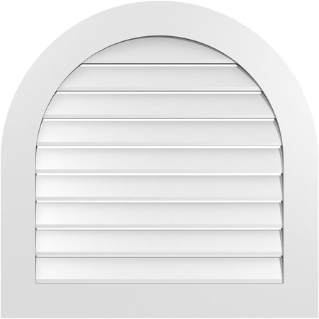 Ekena Millwork Round Top Surface Mount PVC Gable Vent: Functional, w/ 3-1/2"W x 1"P Standard Frame, 32"W x 32"H GVPRT32X3201SF